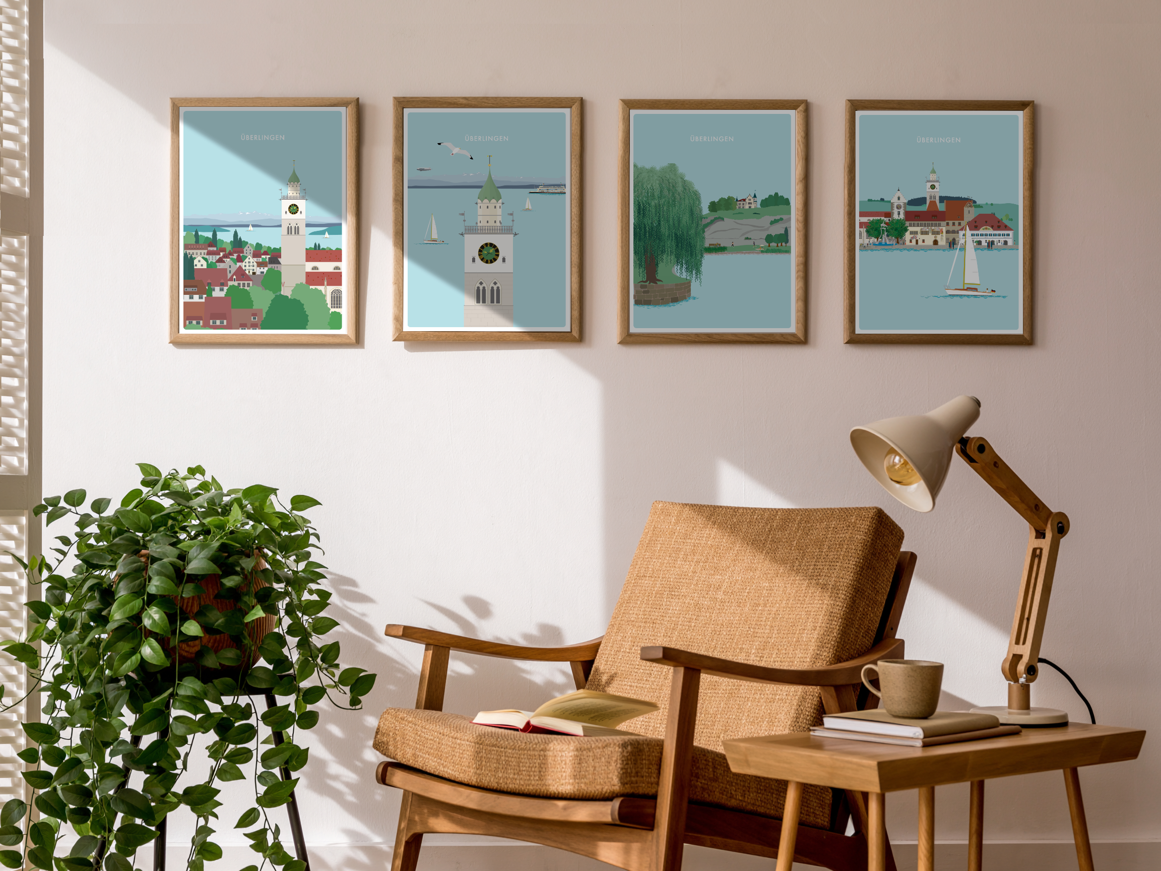 Mini-Travel-Bodenseeposter mit Ansichten von Überlingen von Smallstuff.
